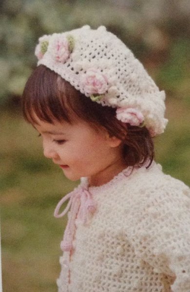 画像2: I-18  花モチーフカーディガン&帽子 (2)